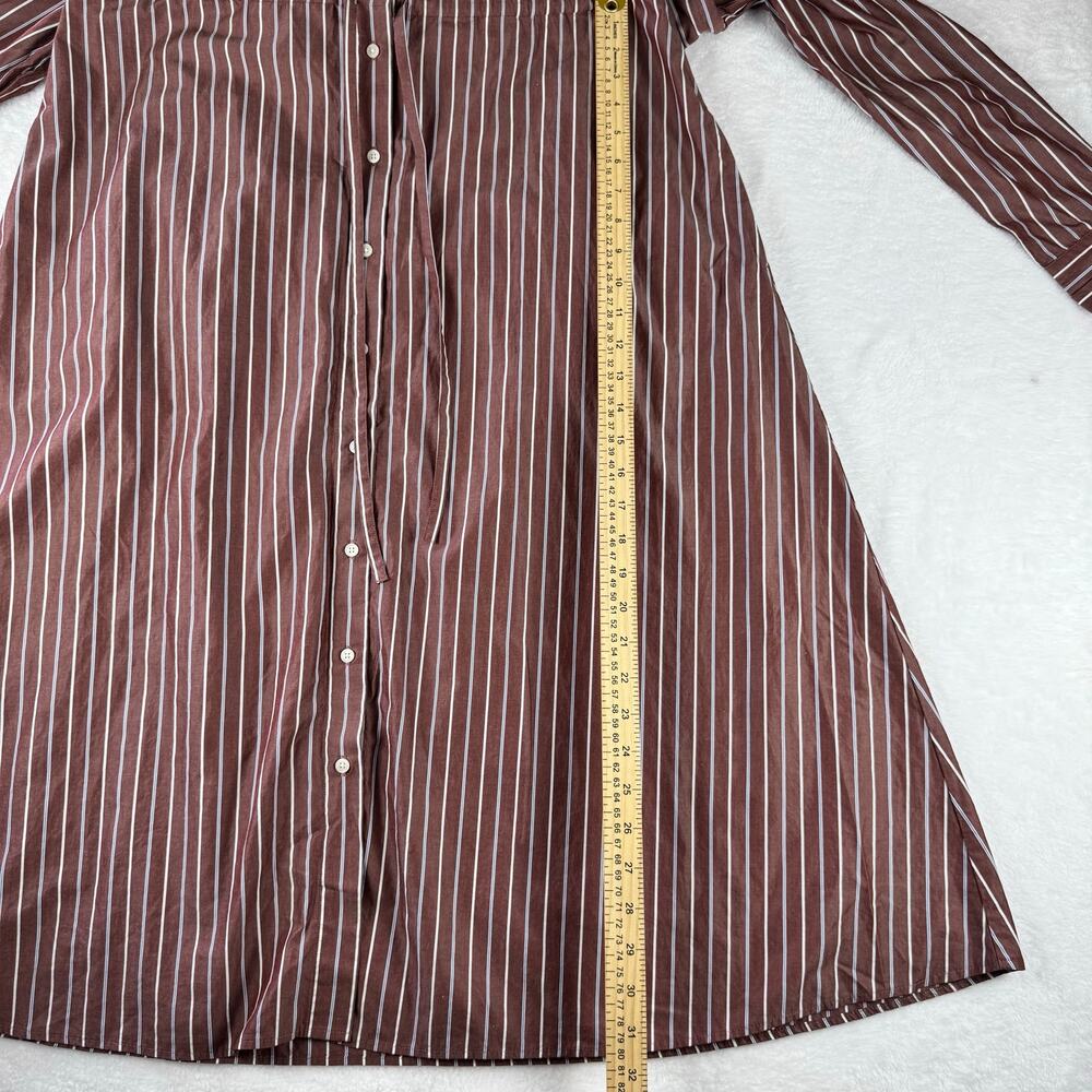 Uniqlo Striped Shirt Dress Small Brown White Long Sleeve Button Front Midi Dress - Picture 7 of 13